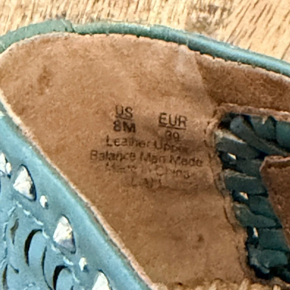 Sam Edelman Liam Espadrille‎ Flats Womens 8 Blue Leather Studded Boho Slip On